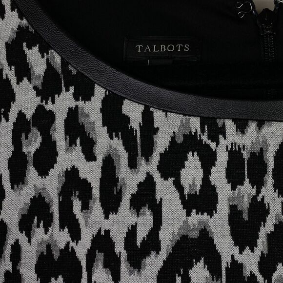 Talbots Refined Ponte Vegan Leather Trim Leopard Print Dress Women's Size 10 - Picture 6 of 9